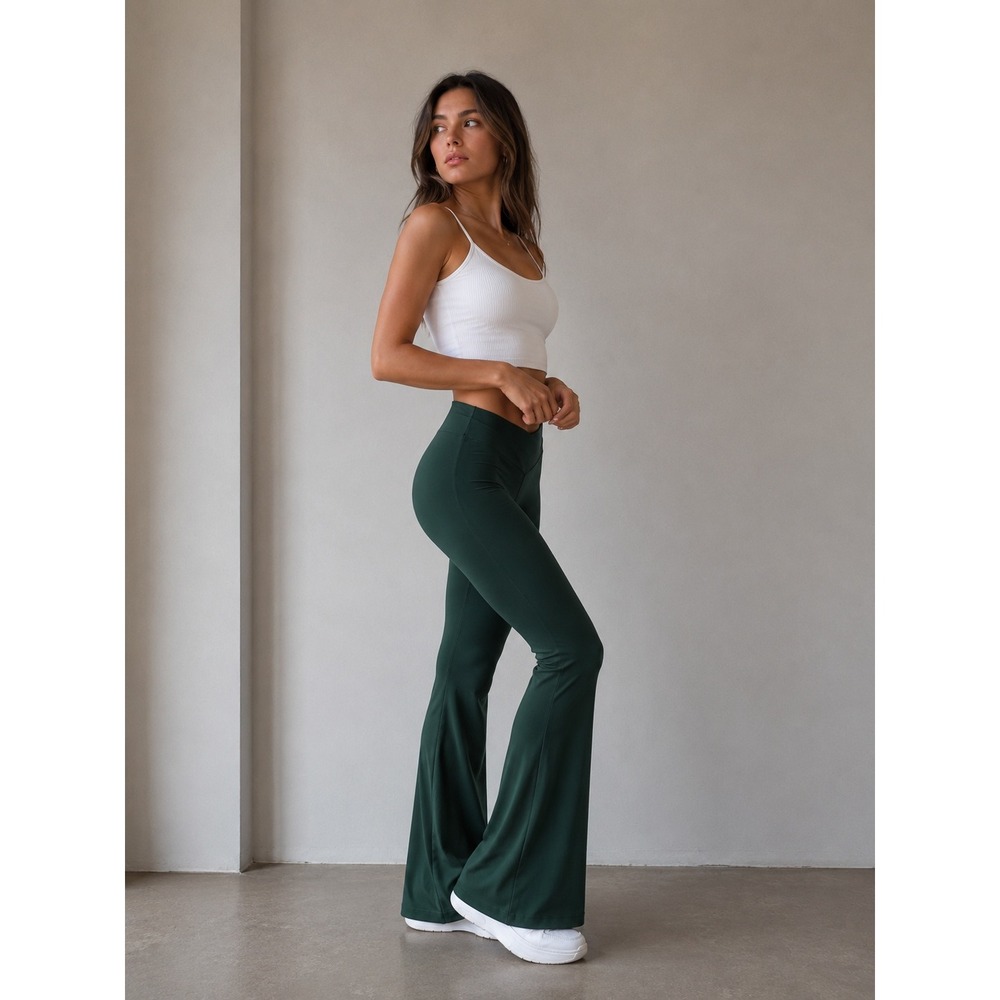 Offline by Aerie Womens Flare Leggings XS Forest Green Yoga Pants Athleisure Y2K